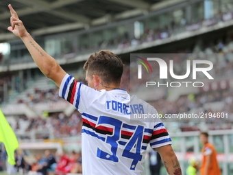 Lucas Sebastian Torreira (UC Sampdoria) during the Serie A football match between Torino FC and US Sampdoria at Olympic Grande Torino Stadiu...