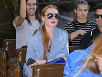 Actress Lindsay Lohan during a visit to the Madrid attraction park on September 18, 2017 in Madrid, Spain. (