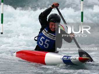 Sonny Shevill of Lee Valley PC J14 PU
compete in the Kayak (K1) Women
during the British Canoeing 2017 British Open Slalom Championships a...