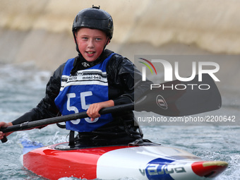 Sonny Shevill of Lee Valley PC J14 PU
compete in the Kayak (K1) Women
during the British Canoeing 2017 British Open Slalom Championships a...