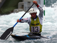Patrick Marriott of Break Out CC U 23
 compete in the Kayak (K1) Women
during the British Canoeing 2017 British Open Slalom Championships...