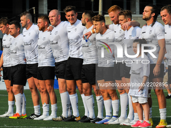 Toronto Wolfpack team pose before the Super 8s Round 7  game between Toronto Wolfpack (Canada) vs Doncaster RLFC (United Kingdom) at Allan A...