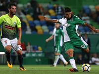 Sportings forward Bryan Ruiz from Costa Rica (R) and Maritimo's midfielder Joao Gamboa from Portugal (L) during the Portuguese Cup 2017/18 m...