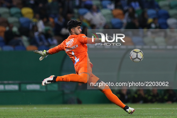 Maritimo's goalkeeper Amir Abedzadeh from Iran during the Portuguese Cup 2017/18 match between Sporting CP v CS Maritimo, at Alvalade Stadiu...