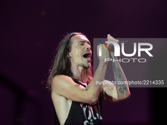 Brandon Boyd from American band Incubus performs in concert in the Rock In Rio Festival in the Olympic Park, Rio de Janeiro, Brazil, on Sept...