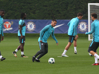 Chelsea's Eden Hazard
during Chelsea Training session priory to they game against Atlético Madrid at Chelsea Training Ground on  in Cobham,...