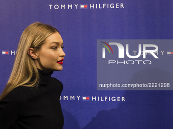 BARCELONA, SPAIN - SEPTEMBER 26: Influencers with Gigi Hadid during an event at Barcelona Passeig de Gracia Tommy Hilfiger.  On September 26...