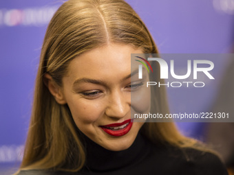 BARCELONA, SPAIN - SEPTEMBER 26: Jelena Noura Hadid known as Gigi Hadid during an event at Barcelona Passeig de Gracia Tommy Hilfiger, on Se...