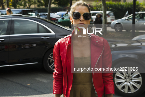 Helena Bordon seen in the streets during the Paris Fashion Week on September 26, 2017 in Paris, France. 