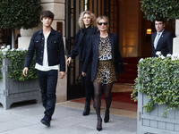 Kate Moss seen leaving her hotel in Paris, France, on September 26, 2017.  (