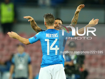 Lorenzo Insigne of Napoli and Dries Mertens of Napoli celebration  during the UEFA Champions League group F match between SSC Napoli and Fey...