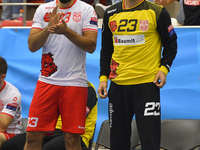 Allahkaram Esteki and Saied Heidarirad of Dinamo during 2017/2018 EHF Men's Champions League Group Phase, match between Dinamo Bucharest and...