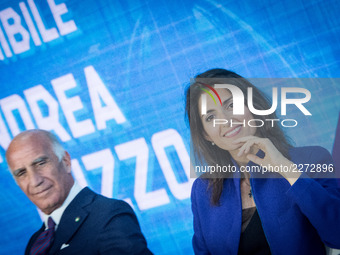 Virginia Raggi, Mayor of Rome, smiles during a press conference in Rome, Italy on October 19, 2017. Rome will be hosting a Formula E world c...