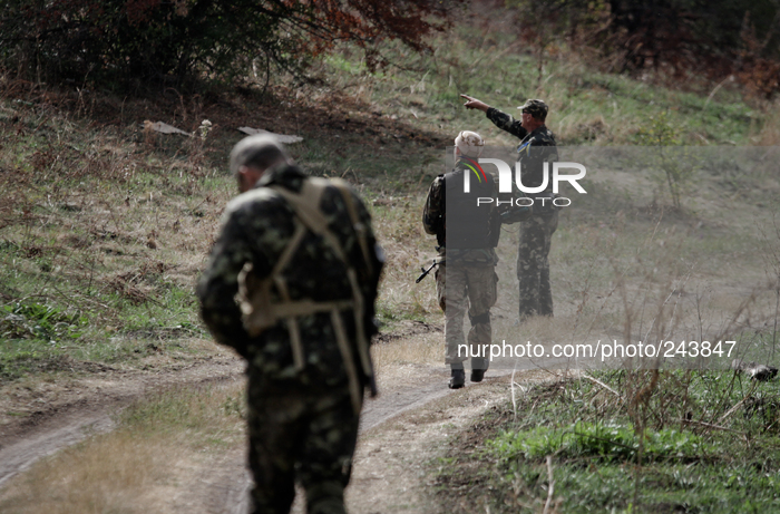 LUGANSK, UKRAINE - SEPTEMBER 11: Aidar soldiers patrol the territory of Lugansk region (Photo by Sergii Kharchenko/NurPhoto)
