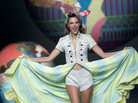 Model Alessandra Ambrosio showcases designs by Desigual on the runway at Desigual show during Mercedes Benz Fashion Week Madrid Spring/Summe...