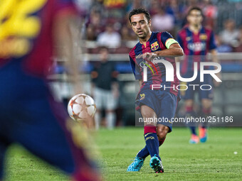 Barcelona's player Xavi Hernandez during the Champions League match which was played at the Camp Nou stadium in Barcelona on September 17, 2...