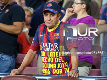 17 September- BARCELONA, SPAIN: catalan supporter in the match between FC Barcelona and APOEL Nicosia, for the week 1 of group E of the grou...