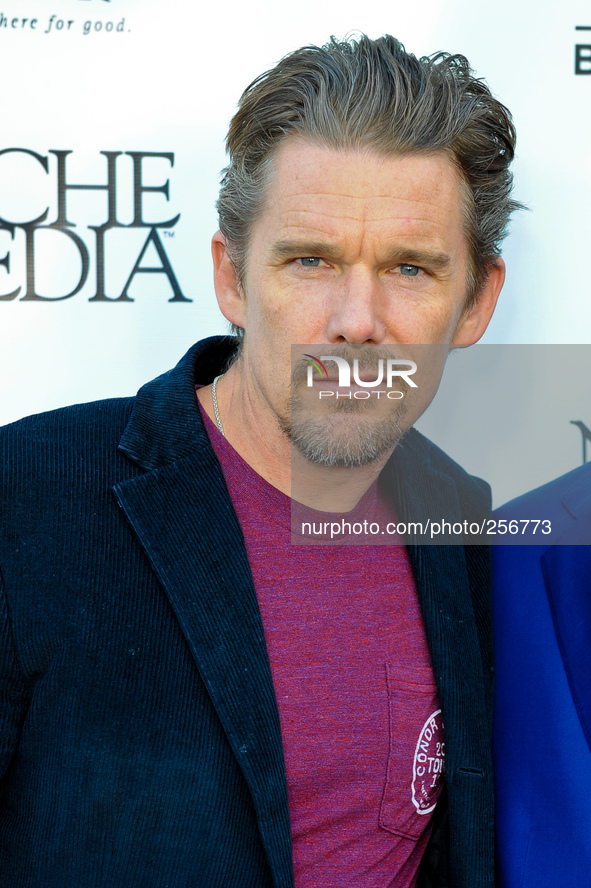 Ethan Hawke poses on the red carpet at the launch party for Austin Way Magazine at Arlyn Studios on September 21, 2014 in Austin, Texas. 