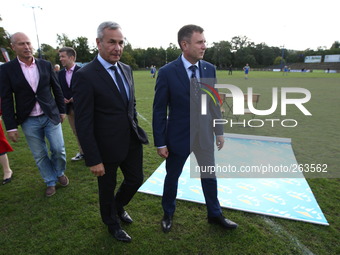 Sopot 28th, September 2014 Minister of Sports  Andrzej Biernat (L) and Mayor of Sopot Jacek Karnowski  (R)signs an agreement on co-financing...