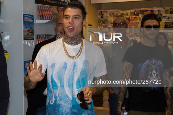 The Italian rapper Fedez met his fans at the Mondadori library in Duomo Square, in Milan to sign and present his new album 