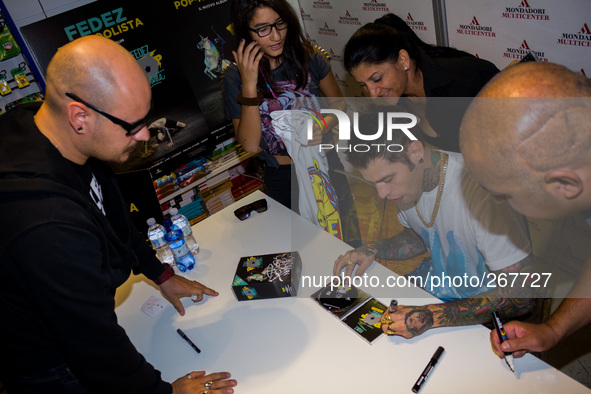 The Italian rapper Fedez met his fans at the Mondadori library in Duomo Square, in Milan to sign and present his new album 