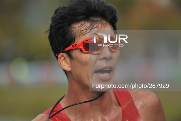 (141001) -- INCHEON, Oct. 01, 2014 () -- Yamazaki Yuki of Japan competes during the men's 50km race walk of athletics at the 17th Asian Game...