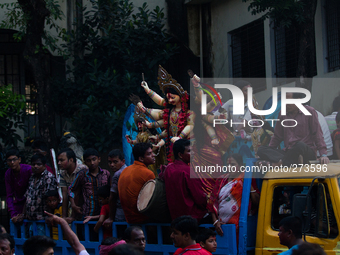 After celebrating Durga Puja for almost five days today Hindu devotees let their Durga.
Hindu devotees sacrificing their Symbolic Goddess a...