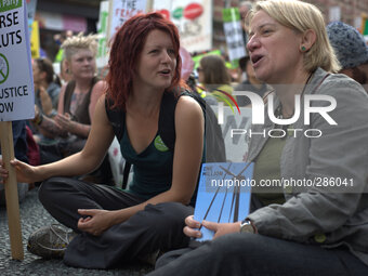 Natalie Bennett, leader of the Green Party of England and Wales, participating in the worldwide People’s Climate March in central Manchester...