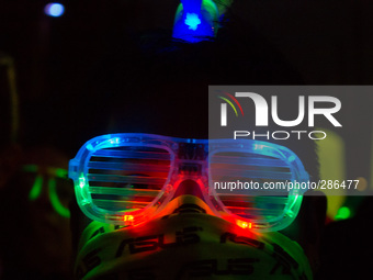 In Turin, Italy, on the Oct. 11, 2014, the first Italian edition of Electric Run, the running of 5 miles brighter of the planet, where the p...