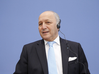 Laurent Fabius, french Minister of Foreign Affairs and International Development give together with the German colleague Frank-Walter Steinm...