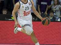Sergio Llull. of Real Madrid in action during the 2014-2015 Turkish Airlines Euroleague Basketball Regular Season Date 1 between Real Madrid...