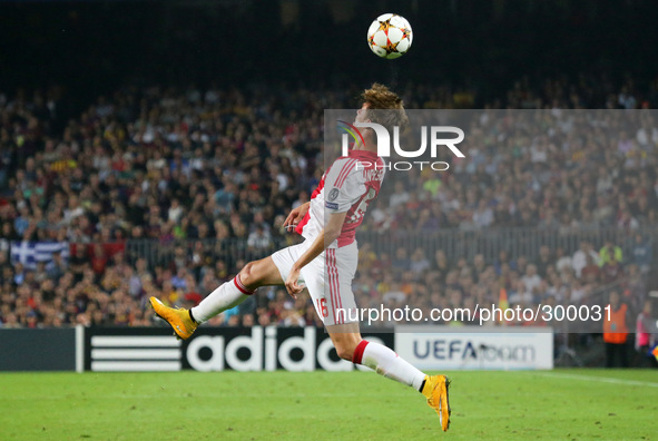 21 October-BARCELONA SPAIN: Lucas Andersen in the match between FC Barcelona and Ajax, for Week 3 of the Champions League, played at the Cam...