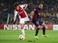 21 October-BARCELONA SPAIN: Javier Mascherano and Lucas Andersen in the match between FC Barcelona and Ajax, for Week 3 of the Champions Lea...