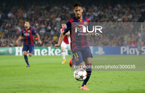 21 October-BARCELONA SPAIN: Neymar Jr. in the match between FC Barcelona and Ajax, for Week 3 of the Champions League, played at the Camp No...