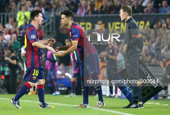 21 October-BARCELONA SPAIN: Leo Messi substitution in the match between FC Barcelona and Ajax, for Week 3 of the Champions League, played at...