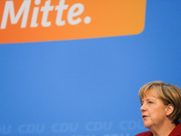 German Chancellor Angela Merkel speaks during a Integration Conference at the CDU-Party central on October 22, 2014 in Berlin, Germany. (Pic...