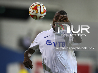 Dynamo Moscow's defender Christopher Samba in action during the UEFA Europa League football match between Estoril Praia and Dynamo Moscow at...
