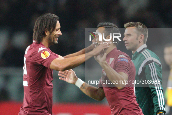 Torino forward Amauri de Oliveira (22) substituded by Torino forward Fabio Quagliarella (27) during the Uefa Europa League Group Stage footb...