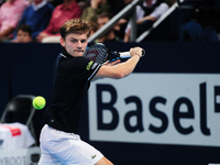 David Goffin (BEL) during the semi final of the Swiss Indoors  at St. Jakobshalle in Basel, Switzerland on October 25, 2014. (