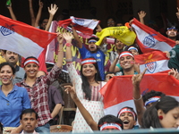 Soccer lovers During Indian Super Atletico De Kolkata Vs. Kerala Blasters FC  on October 26,2014 at Salt lake Stadium in Kolkata,India.Pictu...