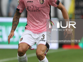 Palermo defender Eros Pisano (3) in action during the Serie A football match n.8 JUVENTUS - PALERMO on 26/10/14 at the Juventus Stadium in T...