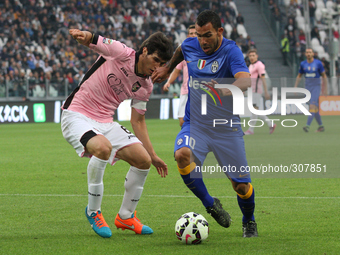 Juventus forward Carlos Tevez (10) in action during the Serie A football match n.8 JUVENTUS - PALERMO on 26/10/14 at the Juventus Stadium in...