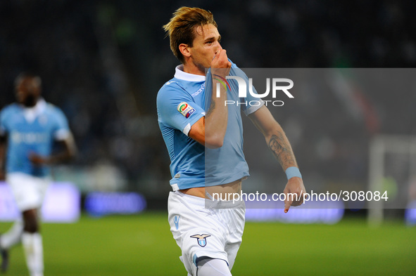 Esulta Biglia per il gol during the Serie A match between SS Lazio and Torino at Olympic Stadium, Italy on October 26, 2014. 
