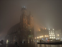 'A foggy evening in Krakow' - A view of St Mary Basilica, 26th October 2014, Photo credit: Artur Widak/NurPhoto (