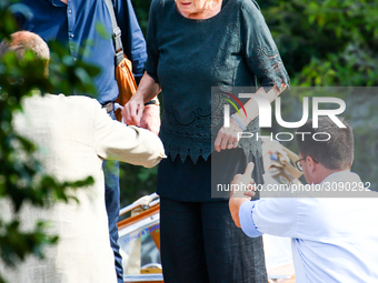 Vanessa Redgrave is seen during the 75th Venice Film Festival, in Venice, Italy, on August 31, 2018.  (