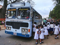 School children attend a field trip to the Royal Botanical Gardens in Peradeniya, Sri Lanka. The Royal Botanical Gardens is located to the w...