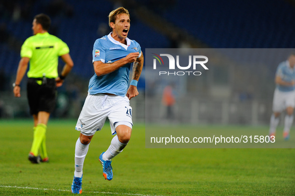 Esulta Biglia per il gol during the Serie A match between SS Lazio and Torino at Olympic Stadium, Italy on October 26, 2014. 