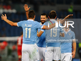 Esulta per il gol Mauri during the Serie A match between AS Roma and AC Cesena at Olympic Stadium, Italy on October 29, 2014. (