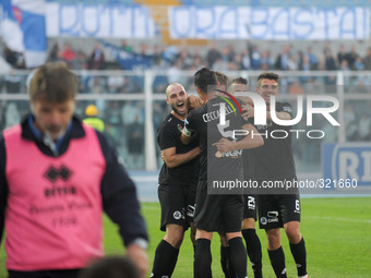Spezia team during the Serie B match between Pescara vs Spezia on November 01 2013. (