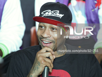 Taguig City, Philippines - Former NBA player Allen Iverson answers questions from the media during a press conference for the 